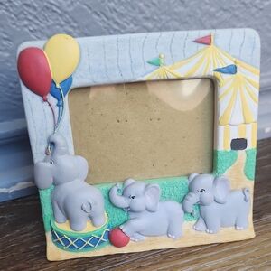 Circus Elephants Photo Frame Tent Balloons Ball Burnes 1991 Gray Red Yellow Blue